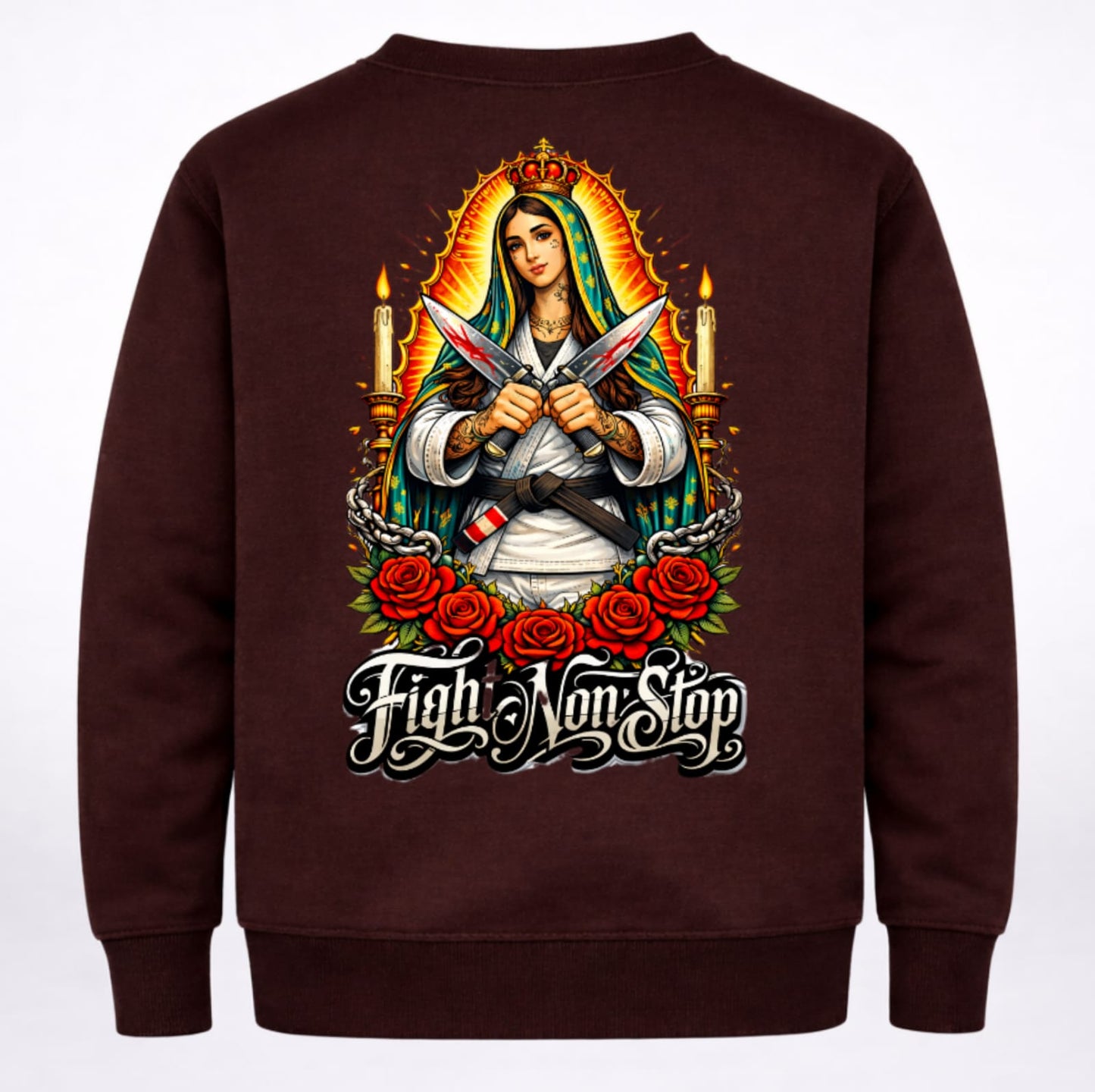 Sudadera "Sagrada Rola" – Edición Brown/Maroon