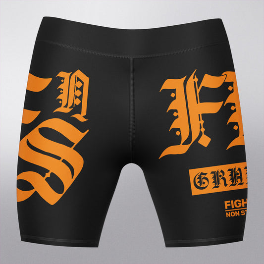 Malla Corta Black & Orange Fight Non Stop – Goth Collection