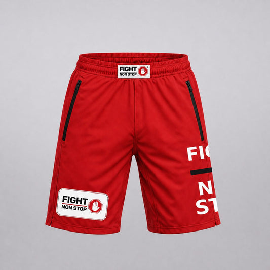 Shorts Deportivos "Fight Non Stop" - Rojo Intenso