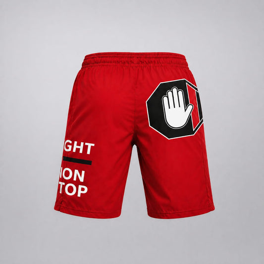 Shorts Deportivos "Fight Non Stop" - Rojo Intenso