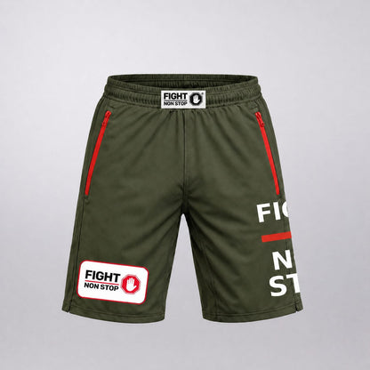 Shorts Deportivos "Fight Non Stop" - Verde Oliva