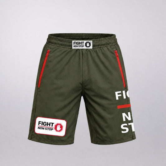 Shorts Deportivos "Fight Non Stop" - Verde Oliva