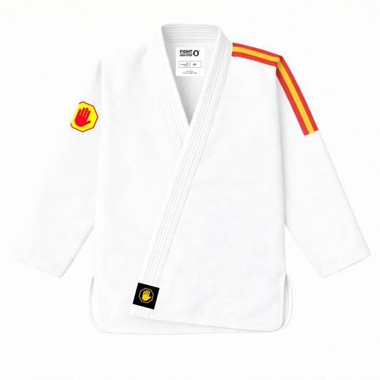 Kimono Gi "Fight Non Stop" Edicion Bjj Spain  - Blanco