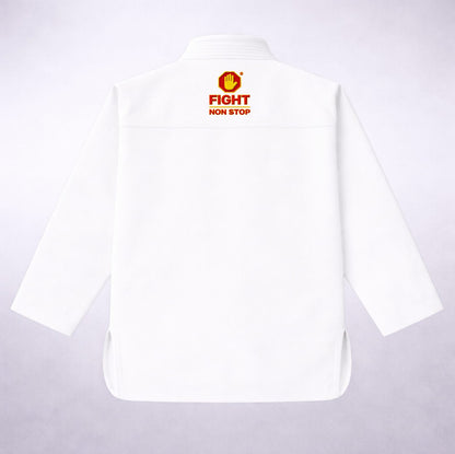 Kimono Gi "Fight Non Stop" Edicion Bjj Spain  - Blanco