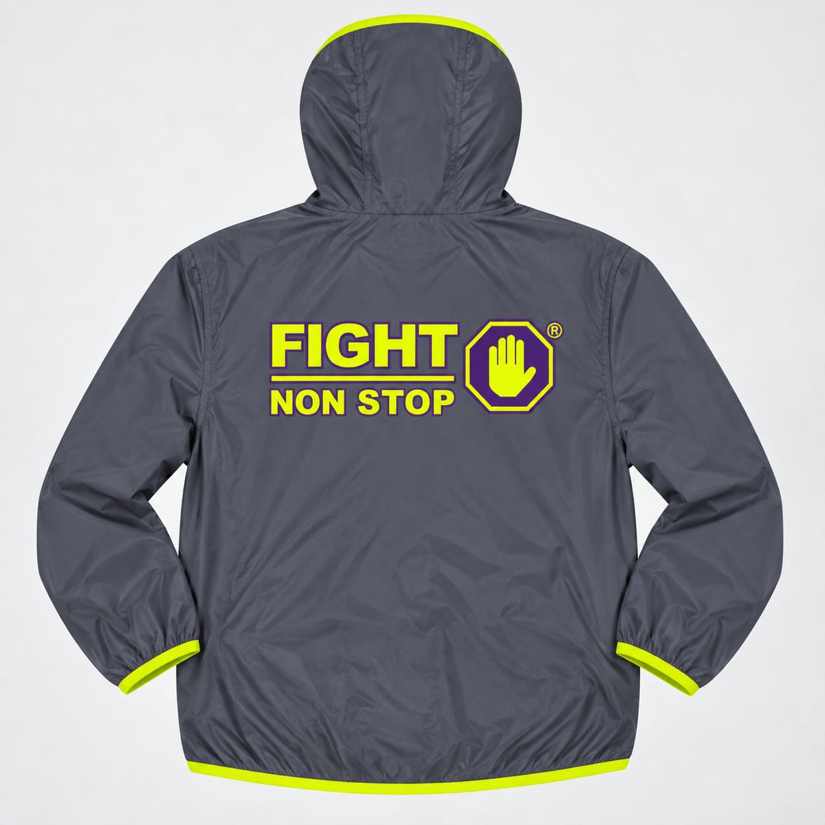 Cortavientos "Fight Non Stop" Neón - Gris Carbón