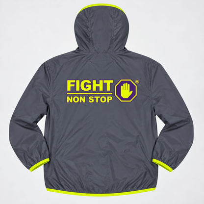 Cortavientos "Fight Non Stop" Neón - Gris Carbón