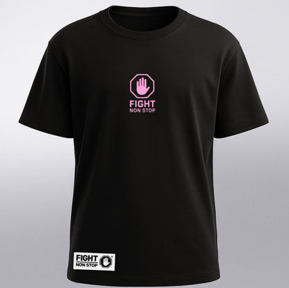 Camiseta "Fight Non Stop" Checker Illusion - Negra y Rosa